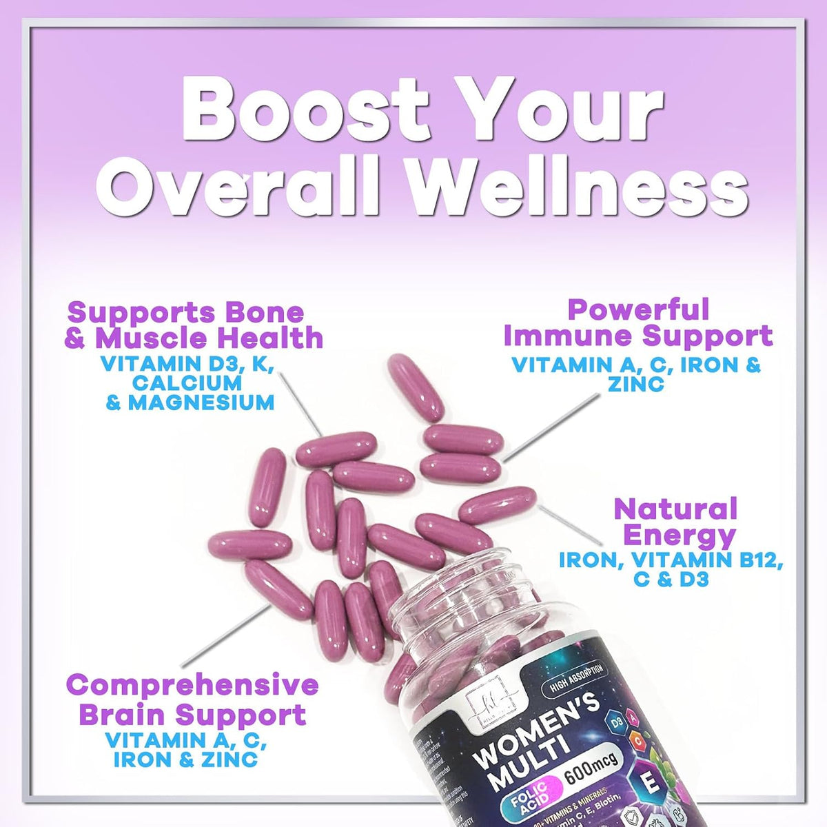 Multivitamin for Women – Complete Daily Supplement with Biotin, Iron and Vitamin D3 - görsel 5