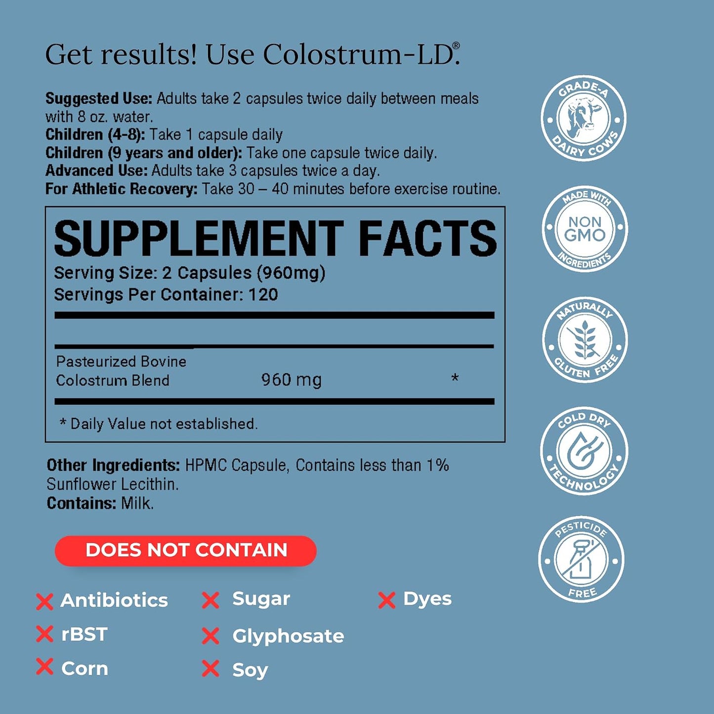 Colostrum-LD Capsules with Liposomal Delivery - High Absorption - 240 Capsules - görsel 2