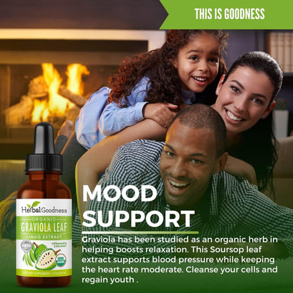 Herbal Goodness Organic Soursop Graviola Leaf Extract 30ml – 15:1 Concentrated Liquid Tincture