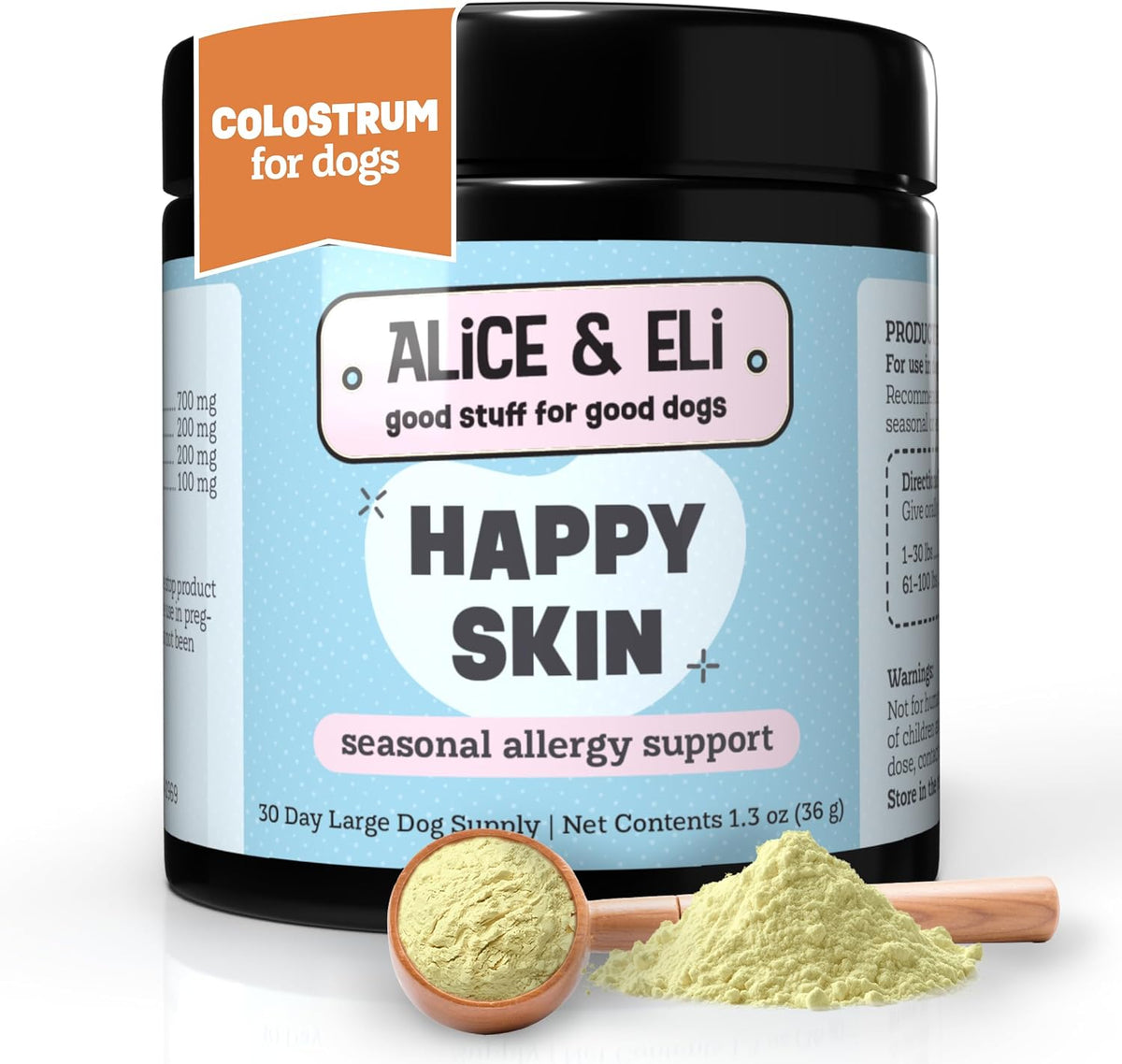 Alice & Eli Happy Skin - Seasonal Allergy Support with Quercetin & Bovine Colostrum for Dogs - görsel 1
