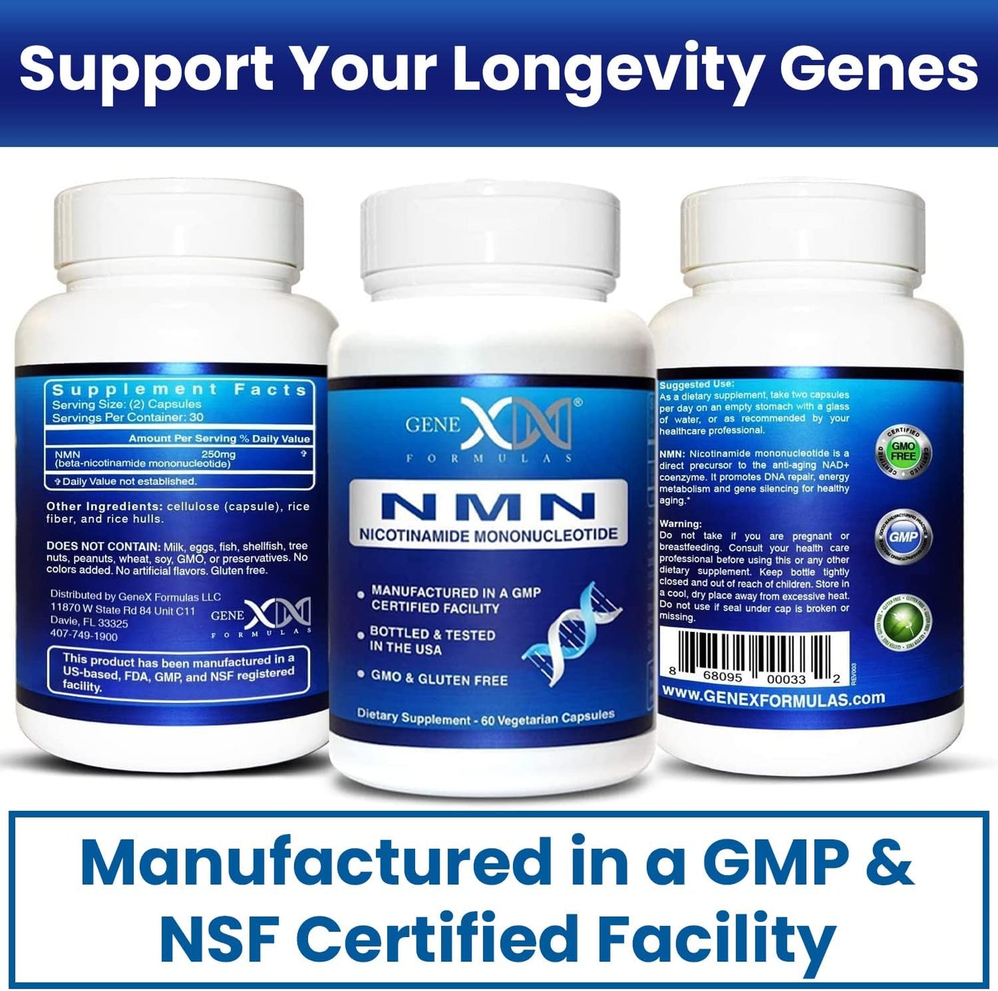 Genex Formulae NMN 250mg - Stabilised Form (60 Capsules), 99% Pure Supplement for NAD+ Support - görsel 7