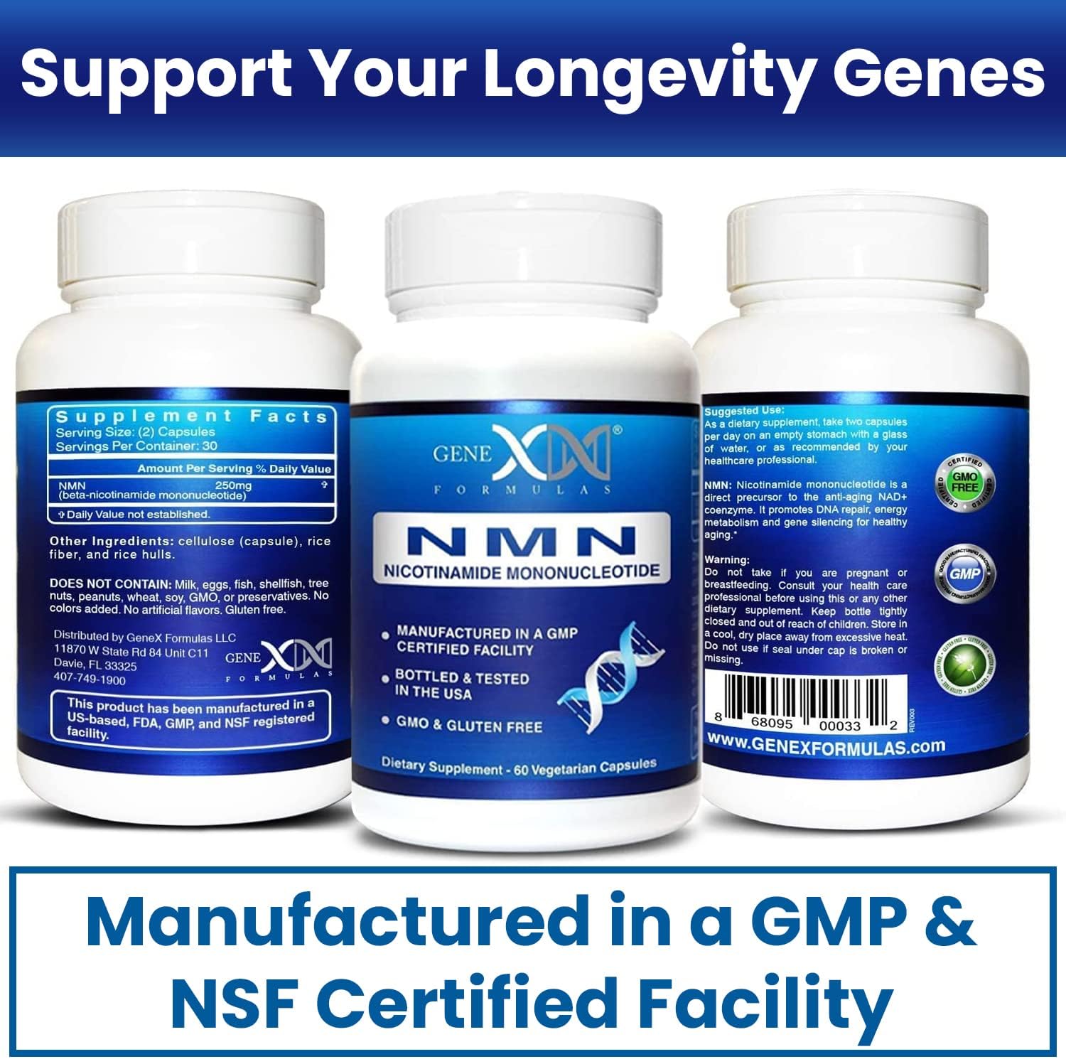Genex Formulae NMN 250mg - Stabilised Form (60 Capsules), 99% Pure Supplement for NAD+ Support - görsel 7