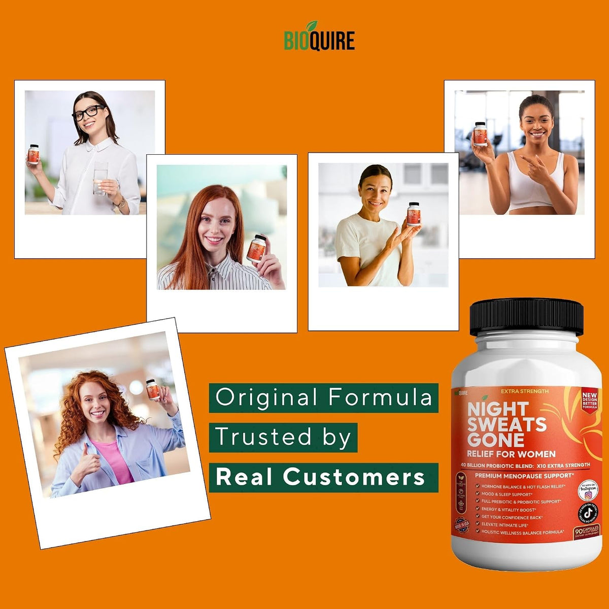 BIOQUIRE Night Sweats Gone - Menopause Relief for Women - 40 Billion Probiotic Blend - 90 Capsules - görsel 7