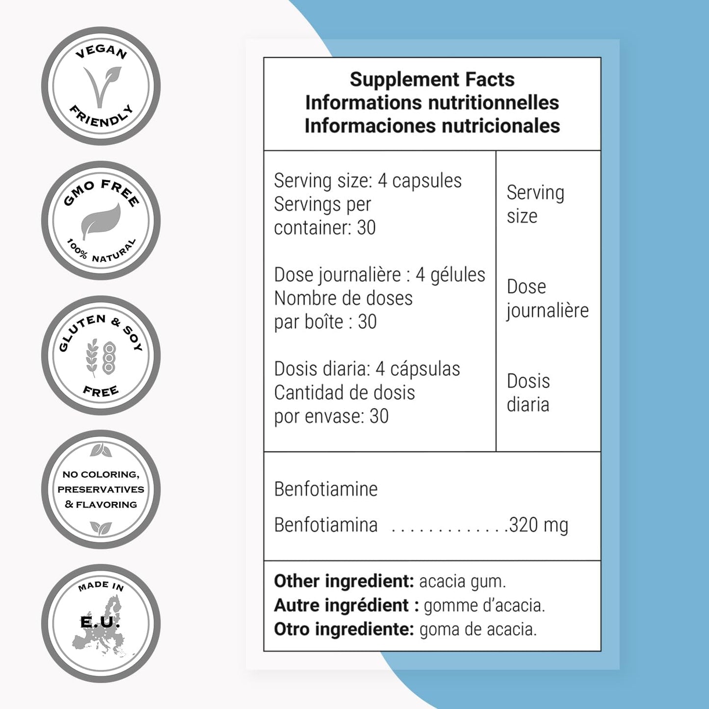 Supersmart - Benfotiamine 320mg per Day (High Strength) - Bio-available Thiamine - Vitamin B1 Supplement - görsel 4
