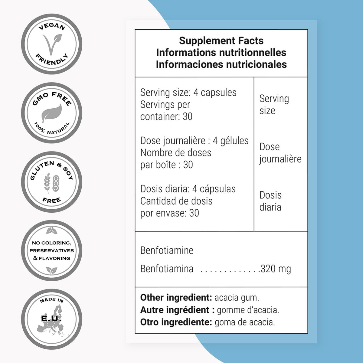 Supersmart - Benfotiamine 320mg per Day (High Strength) - Bio-available Thiamine - Vitamin B1 Supplement - görsel 4