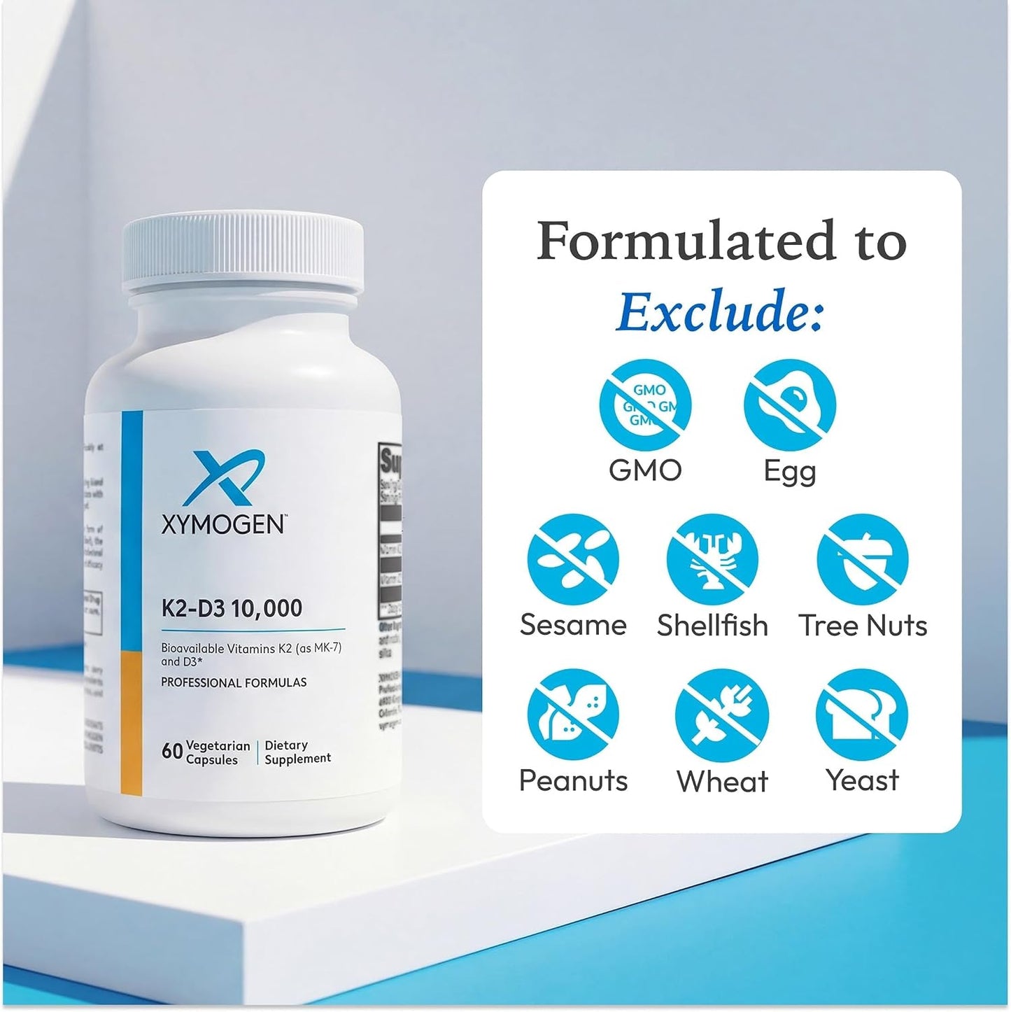 XYMOGEN K2-D3 10000 - Vitamin D3 K2 Food Supplement for Immune, Bone & Circulatory Health* - Non-GM, Gluten-Free, Vegetarian - 60 Capsules - görsel 6