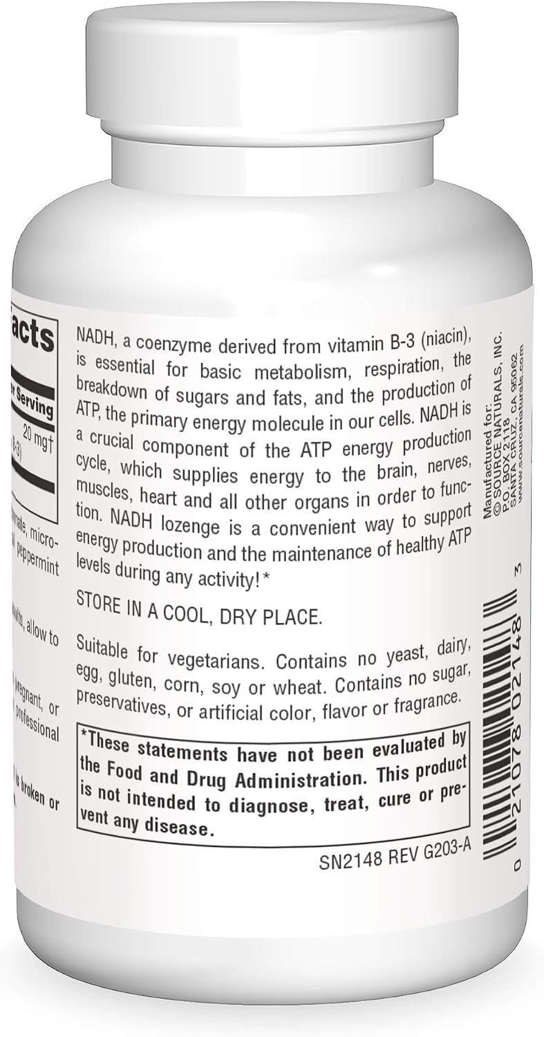 Source Naturals NADH 20mg – Supports Energy Metabolism & Nervous System – 10 Lozenges - görsel 2
