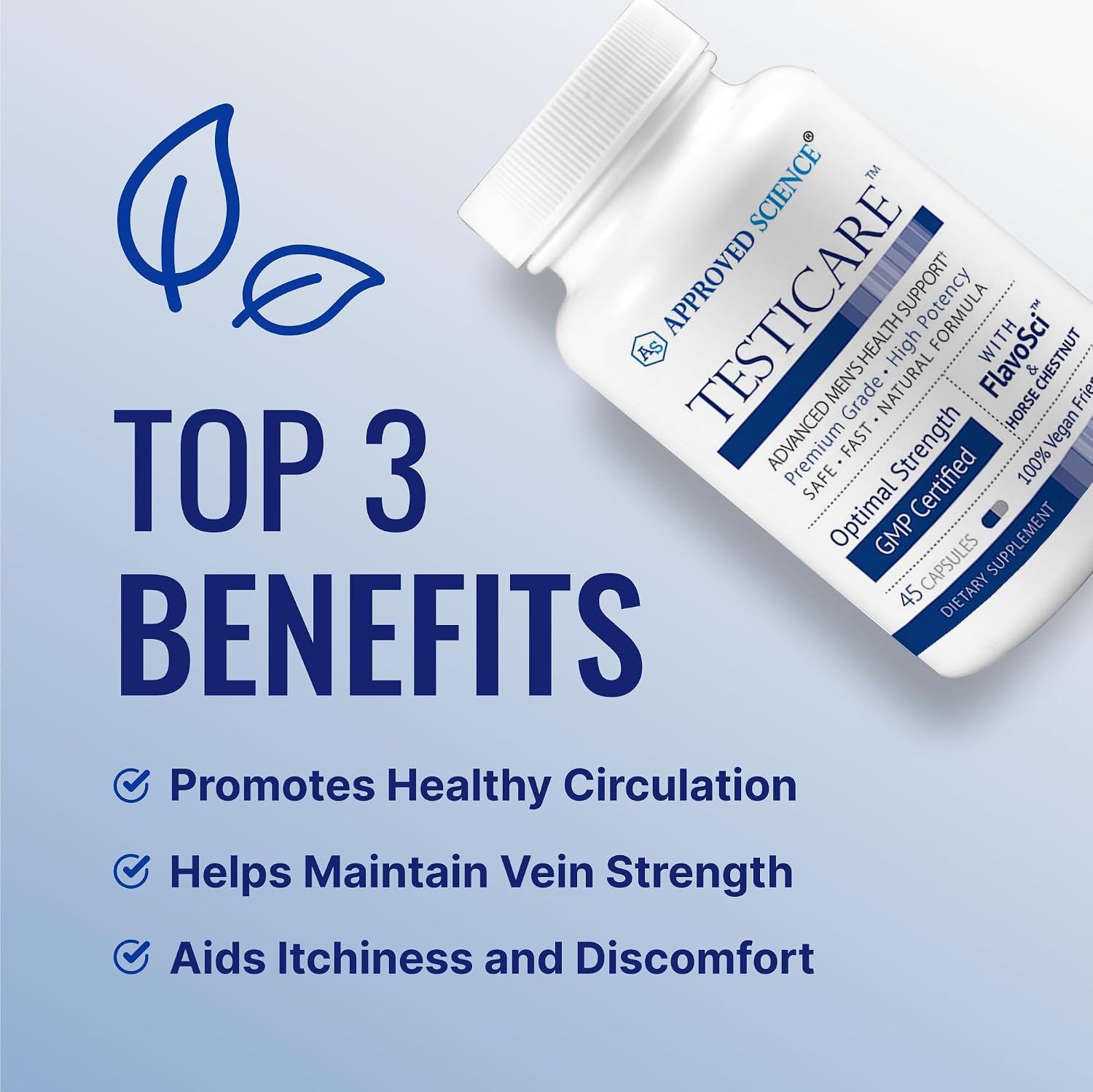 Approved Science TestiCare - Testicular Vein Support - Horse Chestnut, Witch Hazel - 270 Capsules (6 Bottles) - Vegan - görsel 3