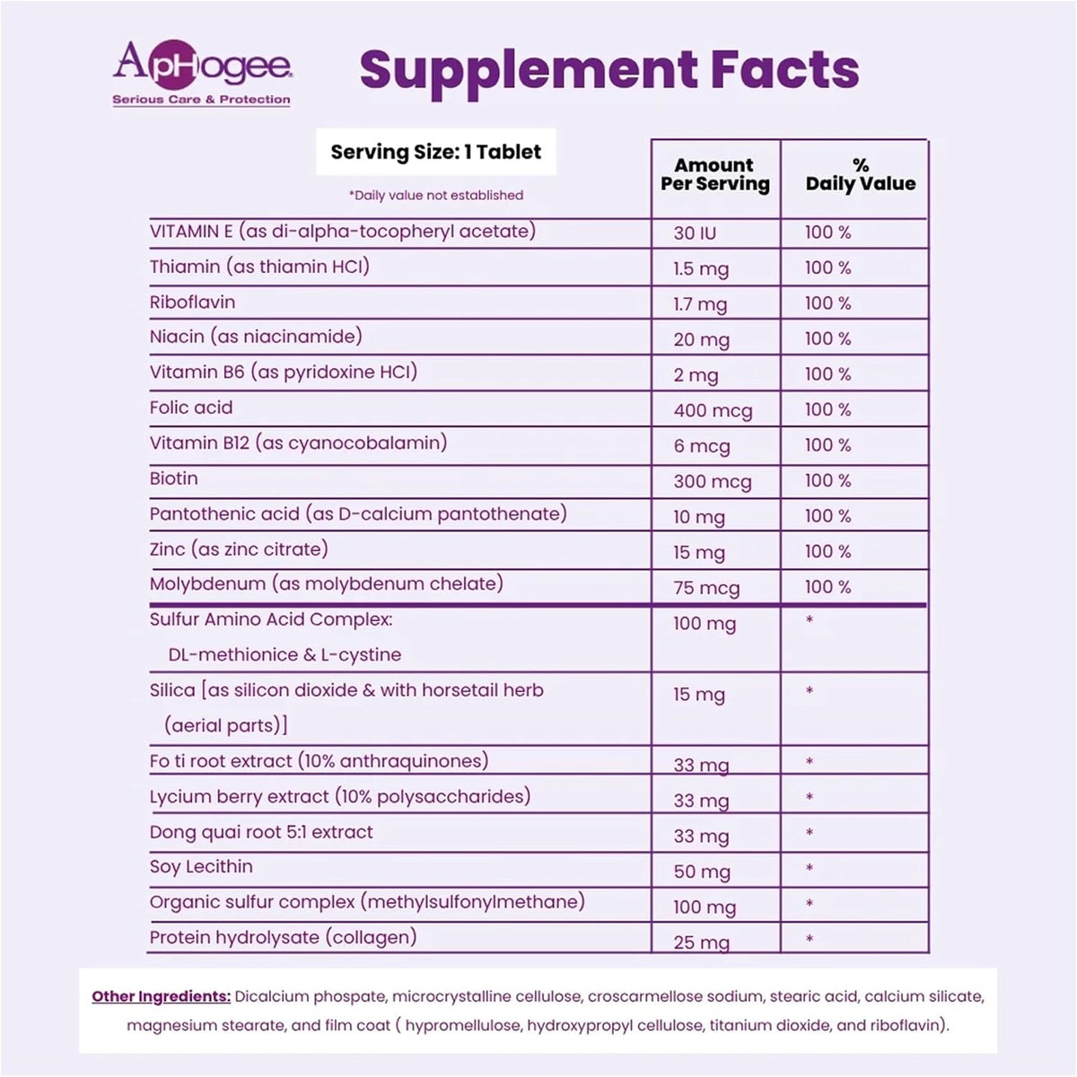 Aphogee Nutritional Supplement for Healthy Hair – Biotin, Vitamins & Minerals with MSM, Collagen & Amino Acids – Nourishes Hair from Within, Promotes Healthy Hair Growth – 30 Tablets (30-Day Supply) - görsel 3