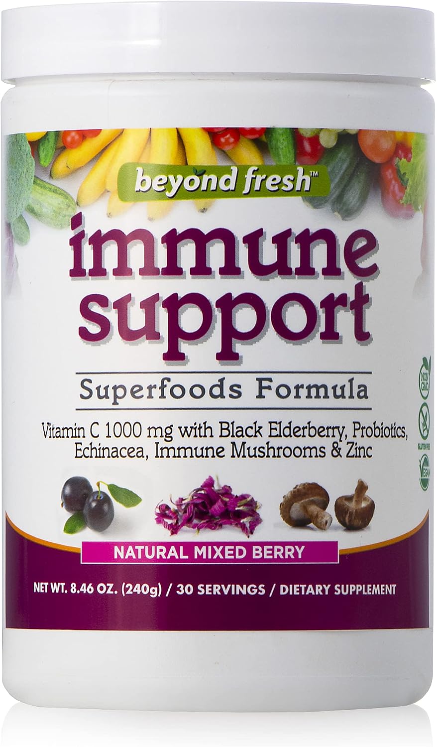 Beyond Fresh Immune Support, Superfoods Formula, Potent Antioxidants, Natural Mixed Berry Flavour, 240g - görsel 1