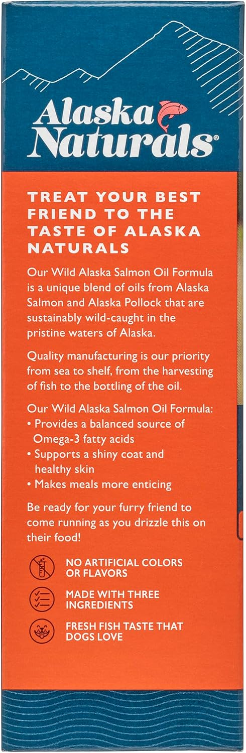 Alaska Naturals – Wild Alaska Salmon Oil Formula Dog Food Topper – EPA and DHA Omega-3 - Supplement for Healthy Skin, Shiny Coat – Made in the USA – 8 oz. Pump Bottle - görsel 7