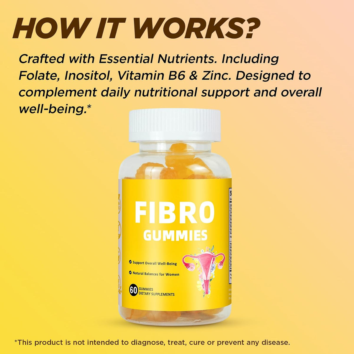 Aromlife Fibro Inositol Gummies - Natural Folate & Vitamins B6 & B12 - 60 Orange Flavour Women's Gummies for Daily Balance - görsel 9