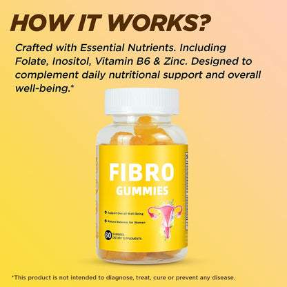 Aromlife Fibro Inositol Gummies - Natural Folate & Vitamins B6 & B12 - 60 Orange Flavour Women's Gummies for Daily Balance