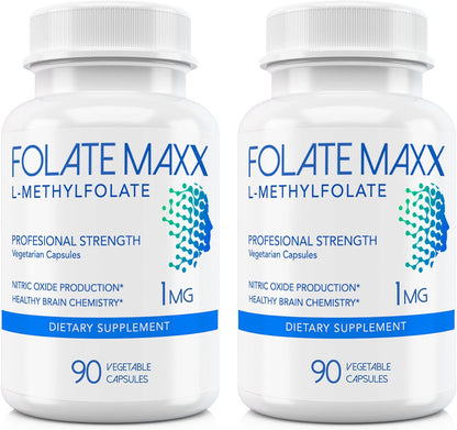 L-Methylfolate Supplement (1mg) - Professional Strength with Optimised Bioactive Methylfolate - 5-MTHF - Non-GMO, Gluten-free, Soya Free - 180 Vegetarian Capsules