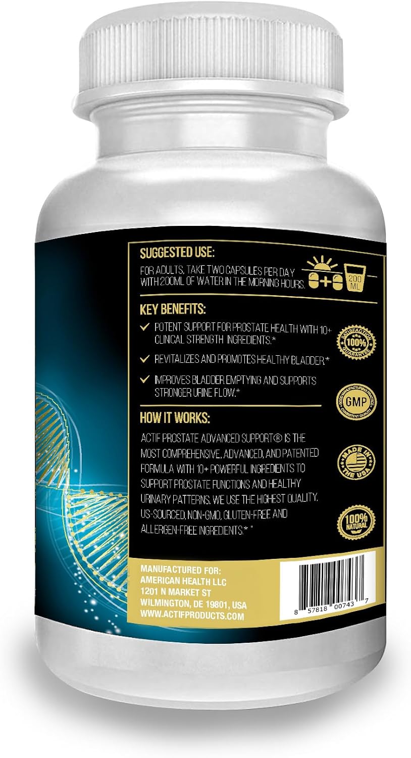 ACTIF Prostate Advanced Support with 20+ Factors, Complete Prostate Support - 60 Capsules, Made in the USA, Non-GM - görsel 2