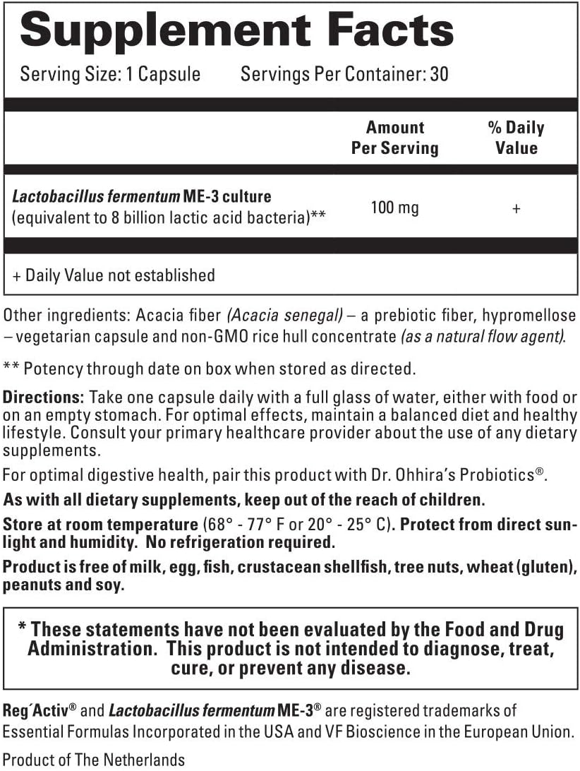 Reg'Activ Essential ME-3 - Glutathione-Producing Probiotic, 30 Vegetarian Capsules - görsel 2