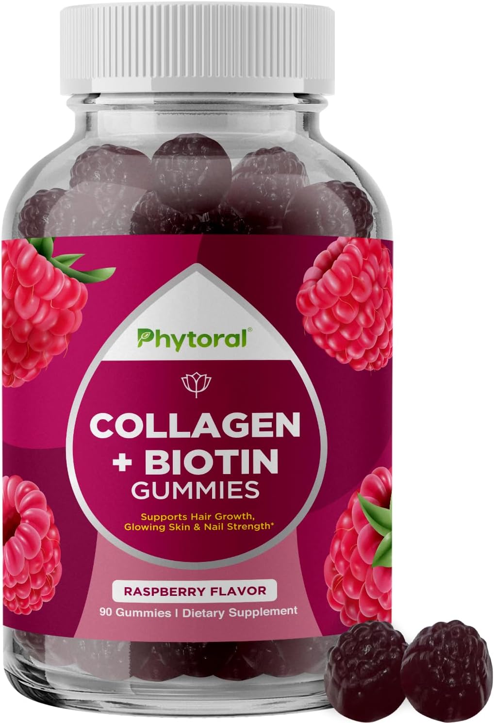 Phytoral Hydrolysed Collagen Peptides with Biotin Gummies - Hair, Skin & Nails - 90 Count - görsel 1