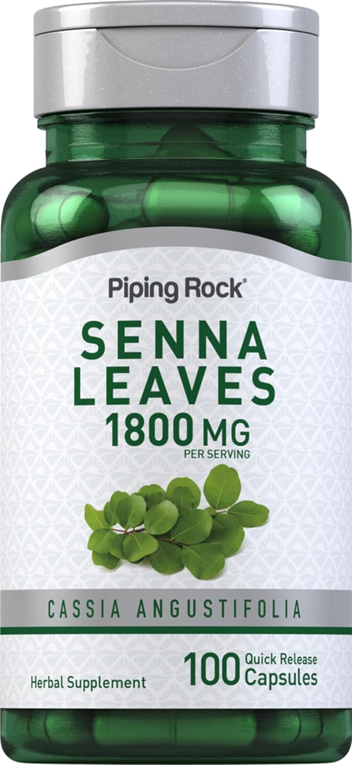 Piping Rock Senna Leaves Capsules, 1800 mg, 100 Quick Release Capsules - görsel 1