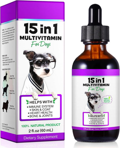 Onznoz 15-in-1 Dog Multivitamin Liquid – Supports Skin, Coat, Heart, Bones & Joint Health (59 ml)