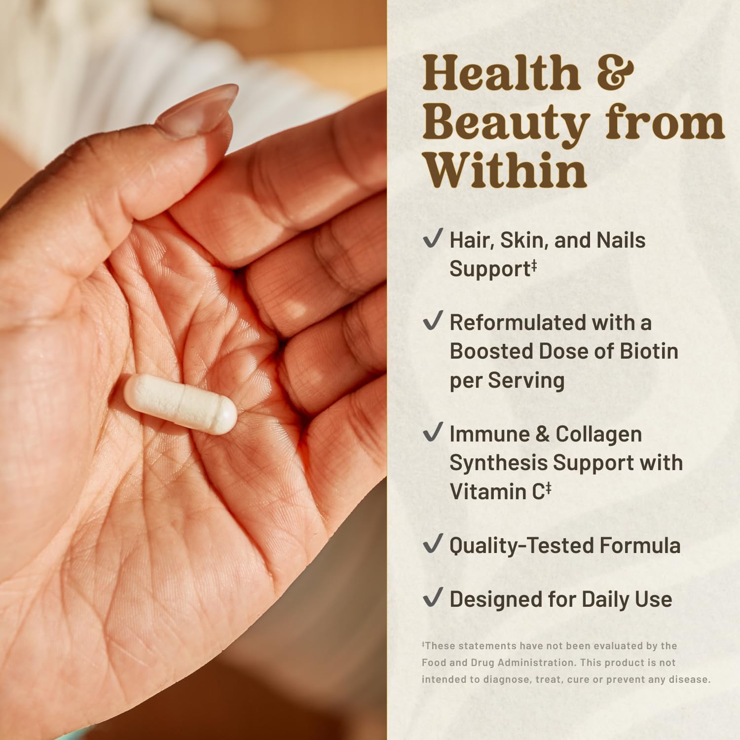 KAL Hair Force Supplement – High Potency Biotin for Hair, Skin & Nails, 60 Veg Caps - görsel 3