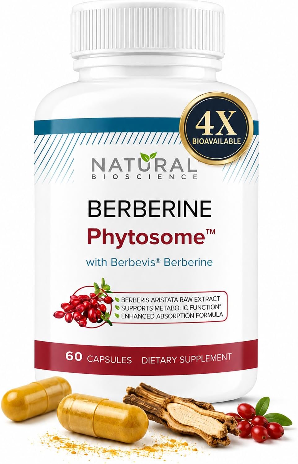 Berberine Phytosome Complex with Berbevis - 550 mg Enhanced Absorption, 60 Capsules - görsel 1
