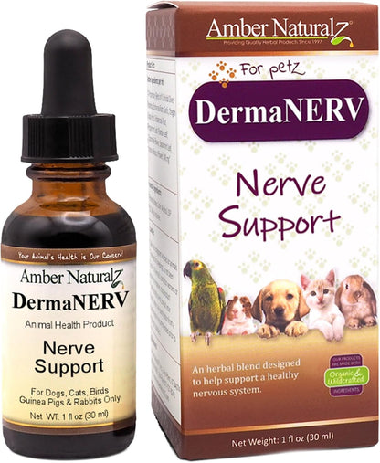 Amber NaturalZ DermaNERV Herbal Supplement for Dogs, Cats, and Small Pets - 30 ml