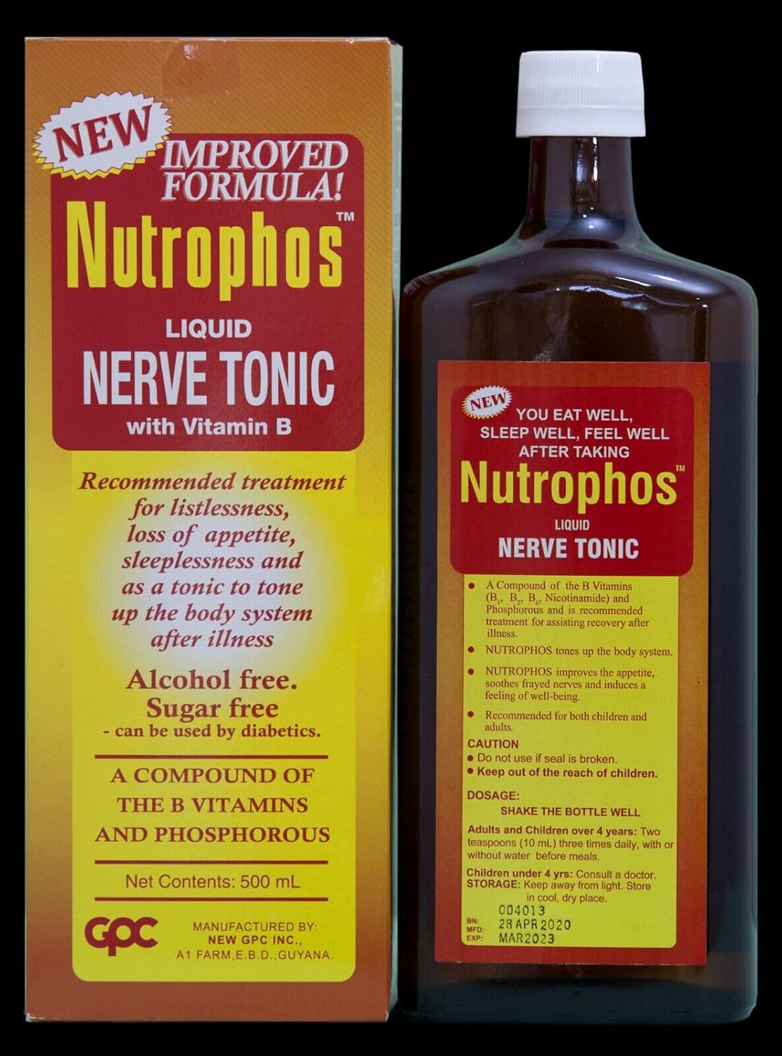 Nutrophos Liquid Nerve Tonic with Vitamin B, 500 ml (Pack of 2) - görsel 1