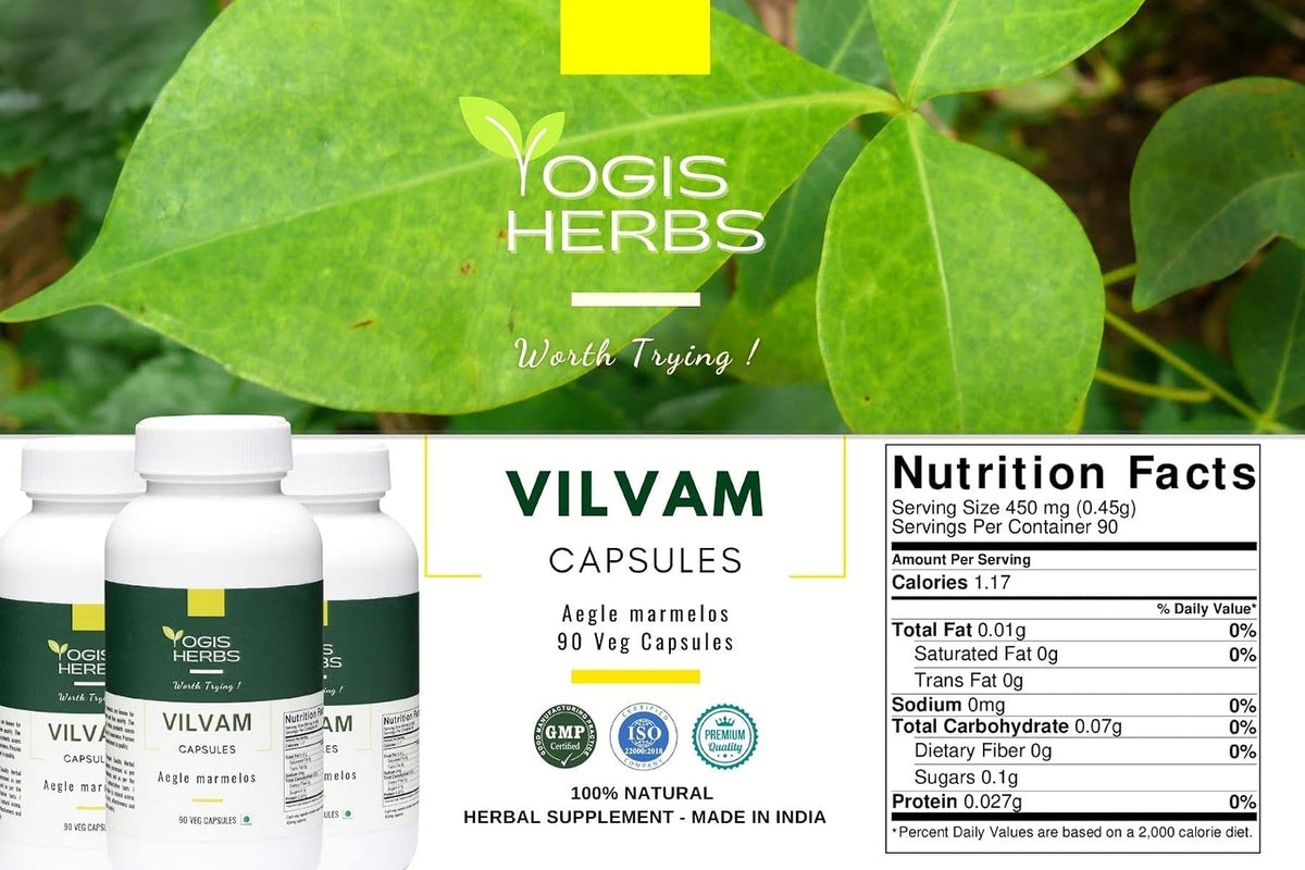 YOGIS HERBS Vilvam Capsules (Aegle Marmelos/Bael/Bilva) - 90 Veg Capsules - görsel 2