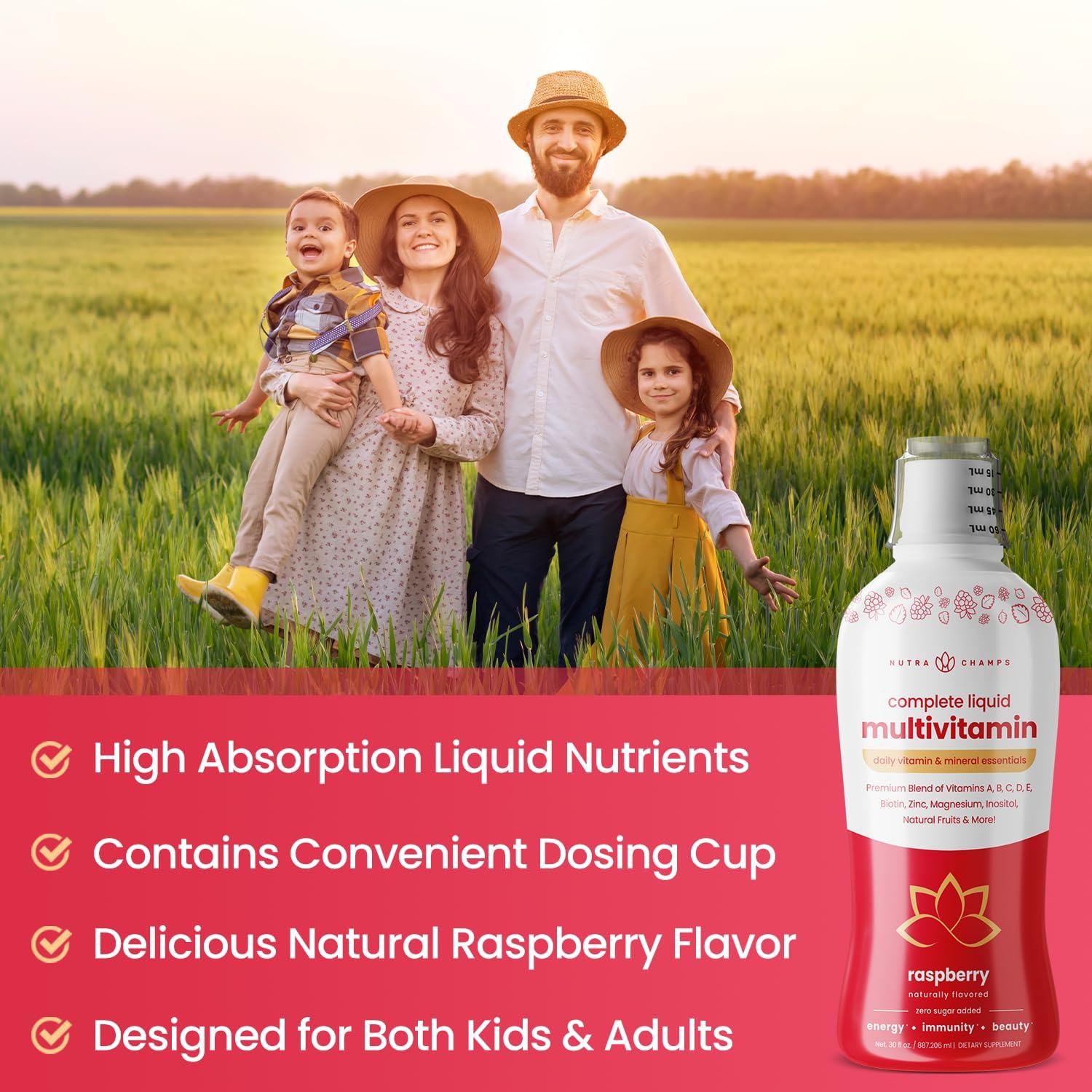 NutraChamps Complete Liquid Multivitamins | No Added Sugar | Vitamins for Women, Men & Kids | Vegan Liquid Vitamin Multimineral Supplement | Energy, Vitality & Wellbeing - görsel 4