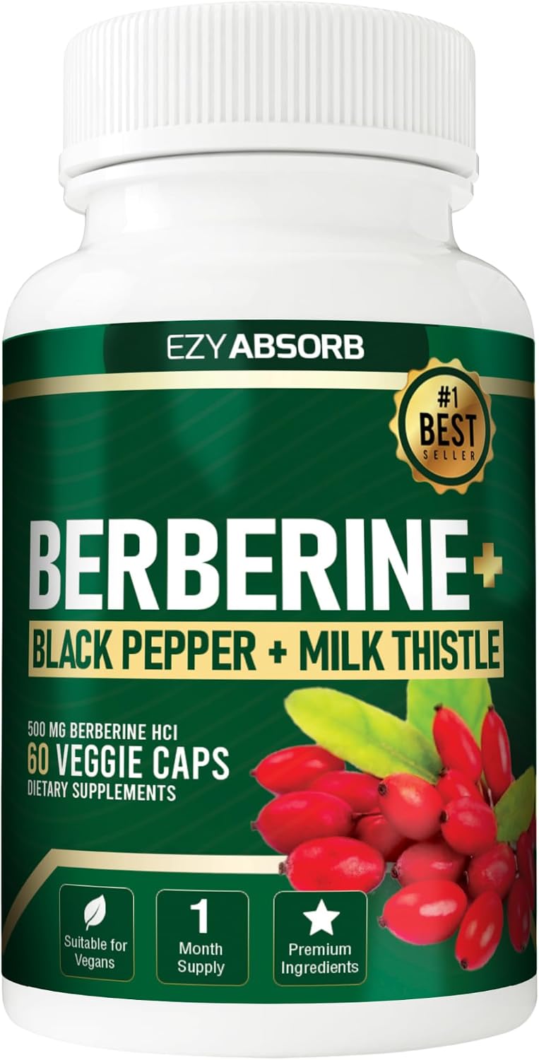 EzyAbsorb Gluten-Free Berberine 500mg with LA-3 AMPK Activator - 60 Vegan Capsules - görsel 1