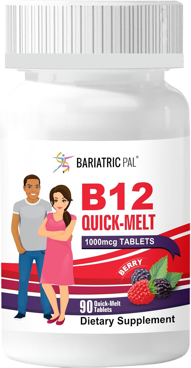 BariatricPal 1,000mcg B12 Sugar-Free Quick Melts (90 Count) - Berry - görsel 1