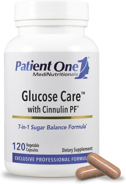 Patient One Glucose Care – Food Supplement for Normal Glucose Metabolism and Cardiovascular Health with Chromium, Cinnamon and B Vitamins (120 Capsules)