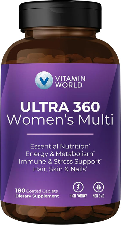 Vitamin World Ultra 360 Women's Multivitamin with Herbs & Collagen, 180 Caplets