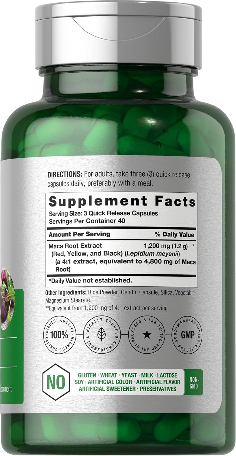 Horbäach Maca Root Capsules - High Potency Peruvian Maca Extract, 120 Quick-Release Capsules - görsel 2