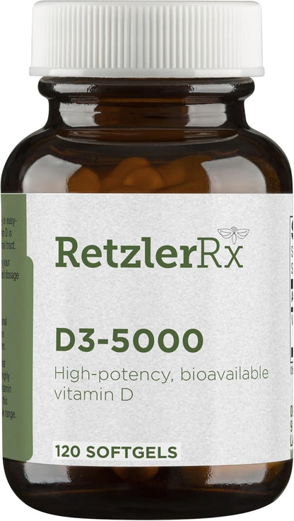 HormoneSynergy D3-5000 by Dr. RetzlerRx - 120 Softgels - High Potency Bio-available Vitamin D3