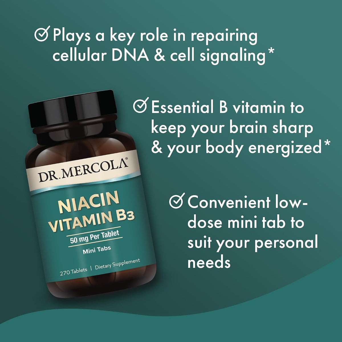 Dr. Mercola Niacin Vitamin B3, 90 Servings (270 Tablets), Food Supplement, Mini Tablets, Essential B Vitamin, Non-GMO - görsel 4