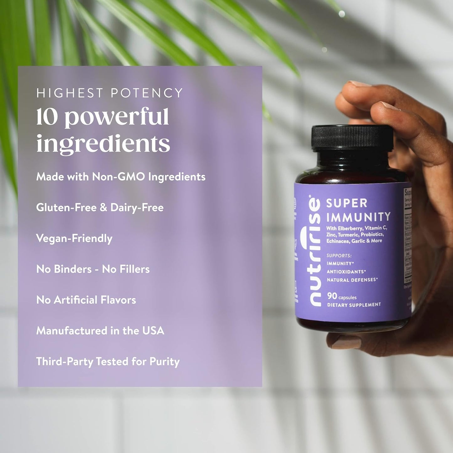 NutriRise Immunity Complex: Immune Support Supplement with Elderberry, Vitamin C, Zinc, Probiotics - 90 Count - görsel 5