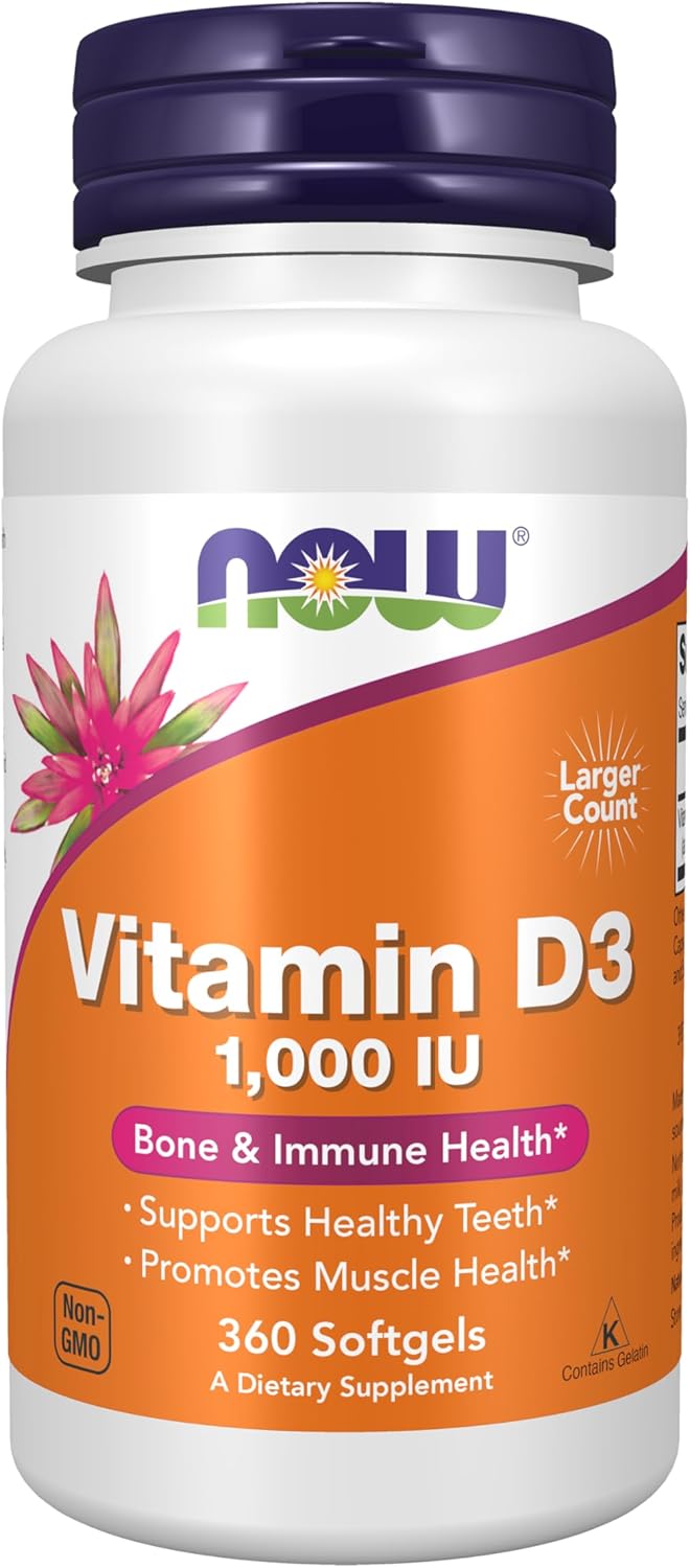 NOW Foods Vitamin D3 1000 IU, 180 Softgels - görsel 8