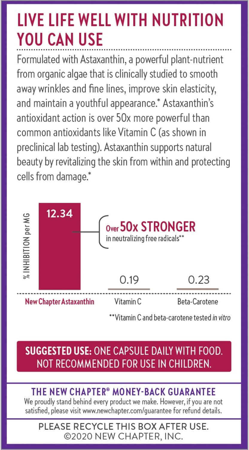 New Chapter Hair, Skin and Nails Vitamins with Fermented Biotin + Astaxanthin, 30 Capsules - görsel 8