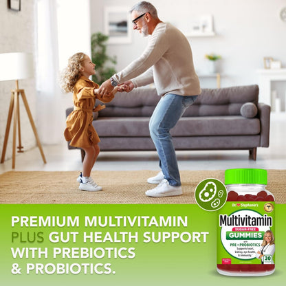 Dr. Stephanie's Multivitamin Gummies - Sugar-Free with Prebiotics and Probiotics - Daily Support for Eyes, Kidneys, Liver, Heart, and Digestive Health - Mixed Berry Flavour