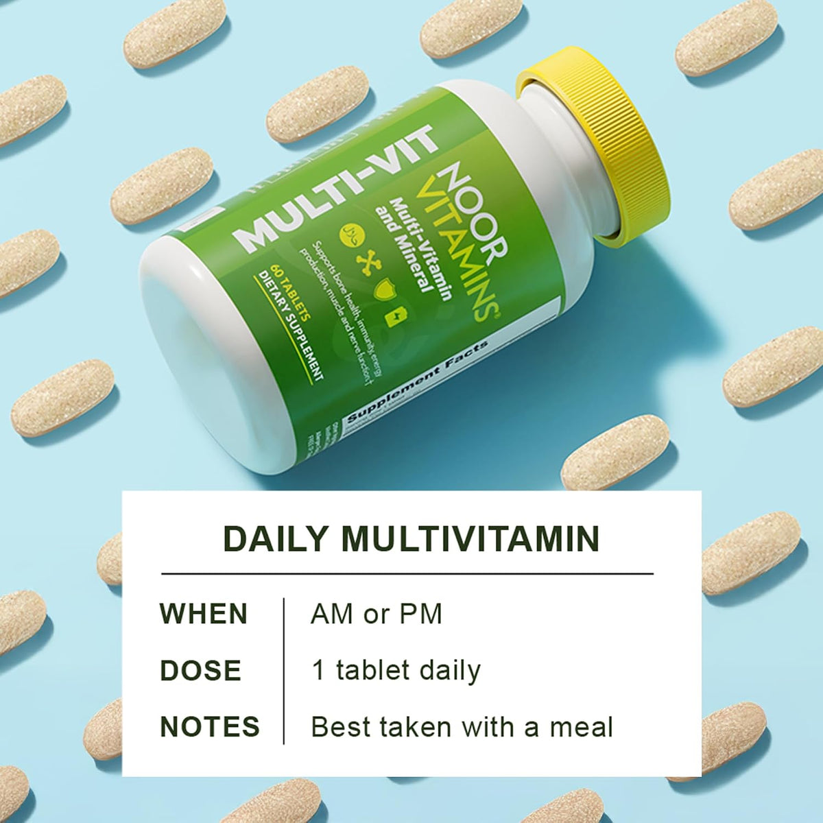 Noor Vitamins Halal Multivitamin for Women and Men, 60 Tablets (2-Month Supply) - görsel 8