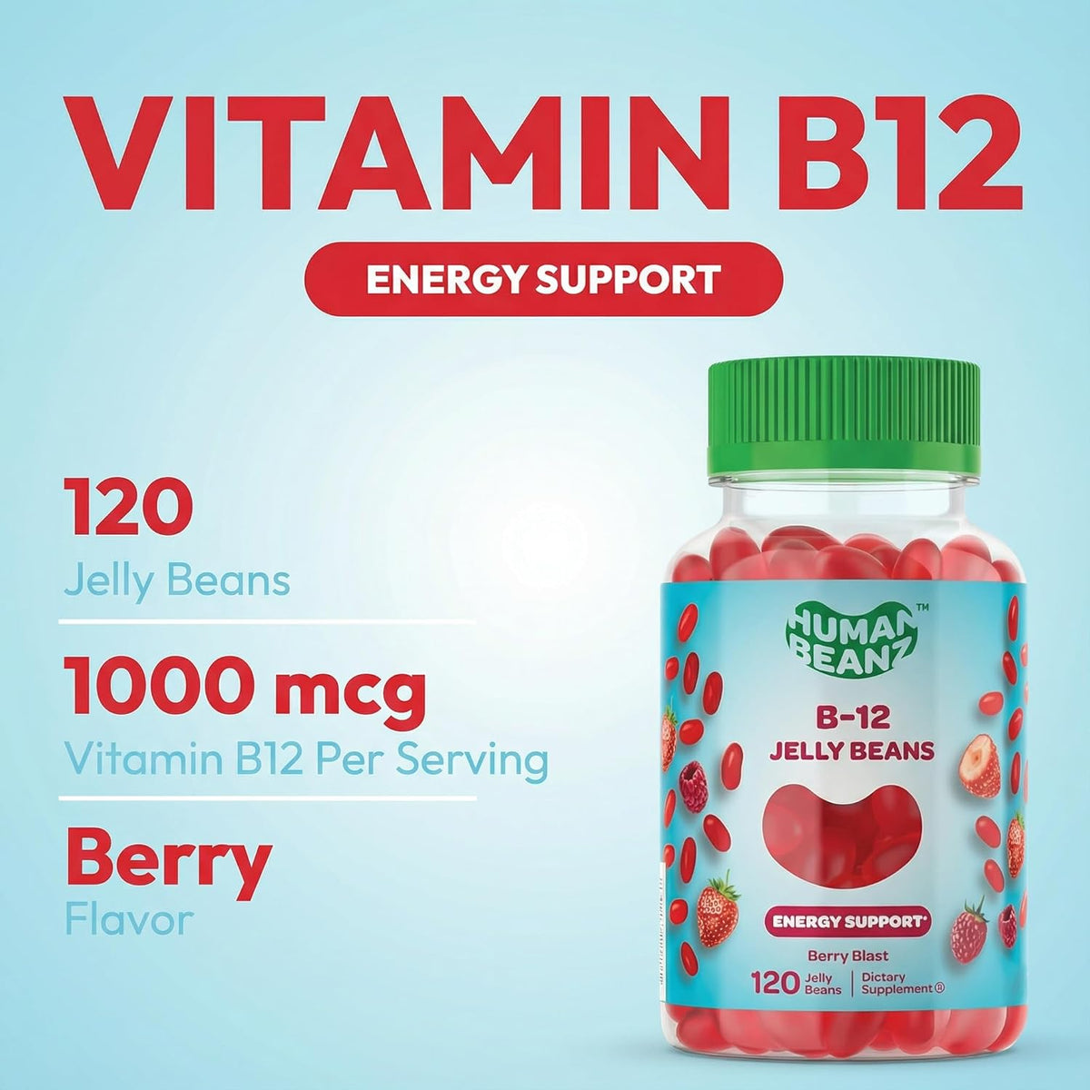 Human Beanz Methylated Vitamin B12 Jelly Bean Gummies - 120 Count - görsel 2