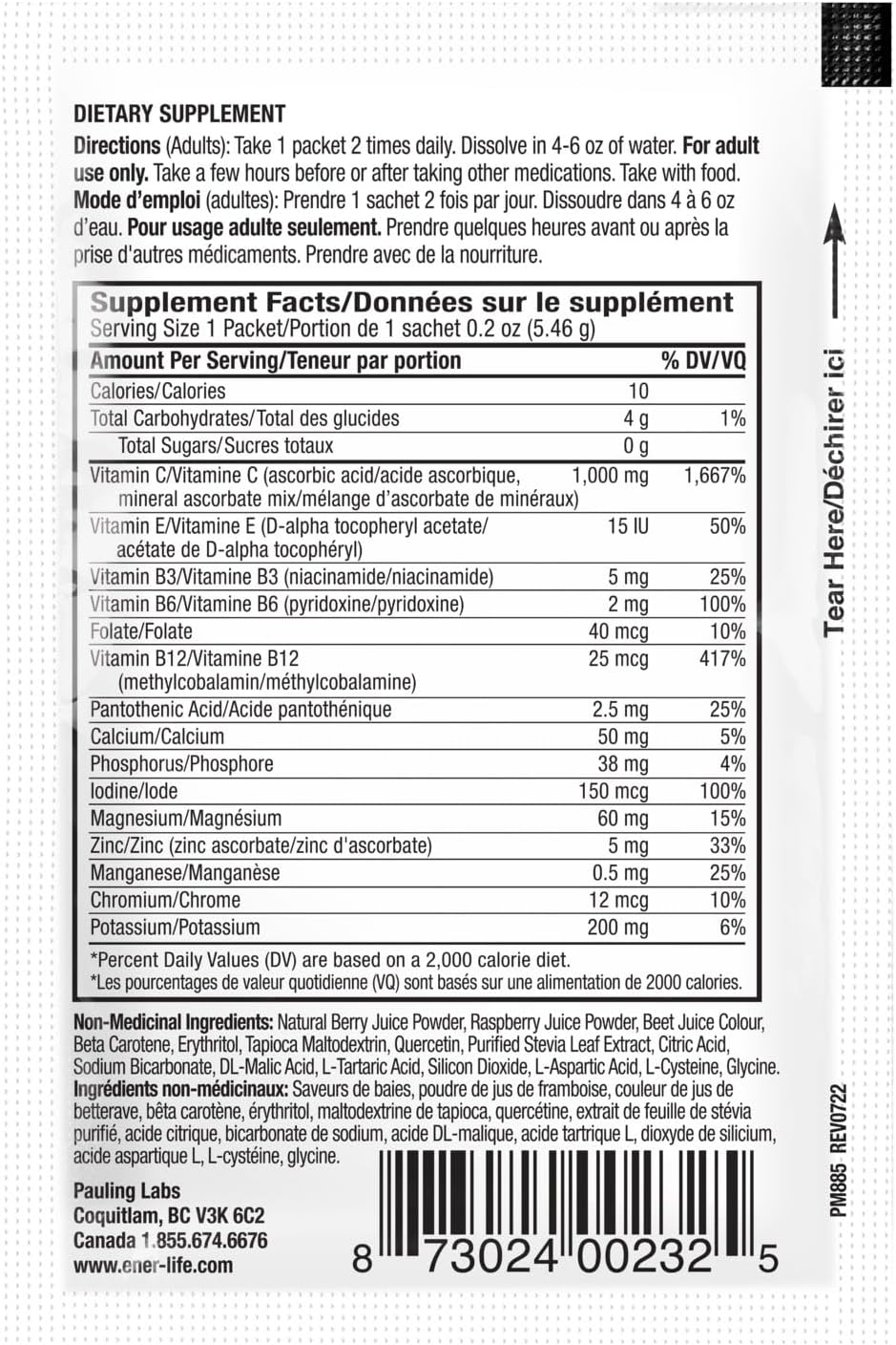 Ener-C Sugar Free Multivitamin Drink Mix - Mixed Berry, 30 Count - görsel 6
