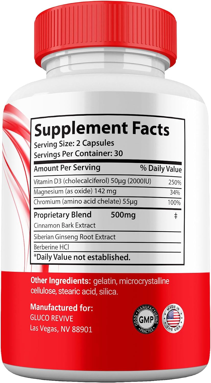 GlucoRevive Capsules – Advanced Formula All Natural Supplement (5 Pack, 300 Capsules, 5 Month Supply) - görsel 4