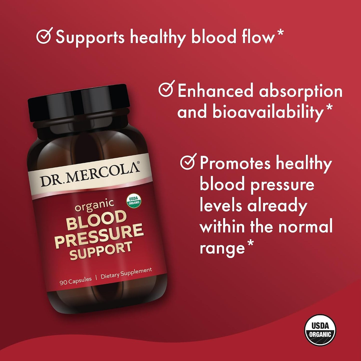 Dr. Mercola Organic Blood Pressure Support - High-Potency Grape Seed Extract - 90 Capsules - görsel 4