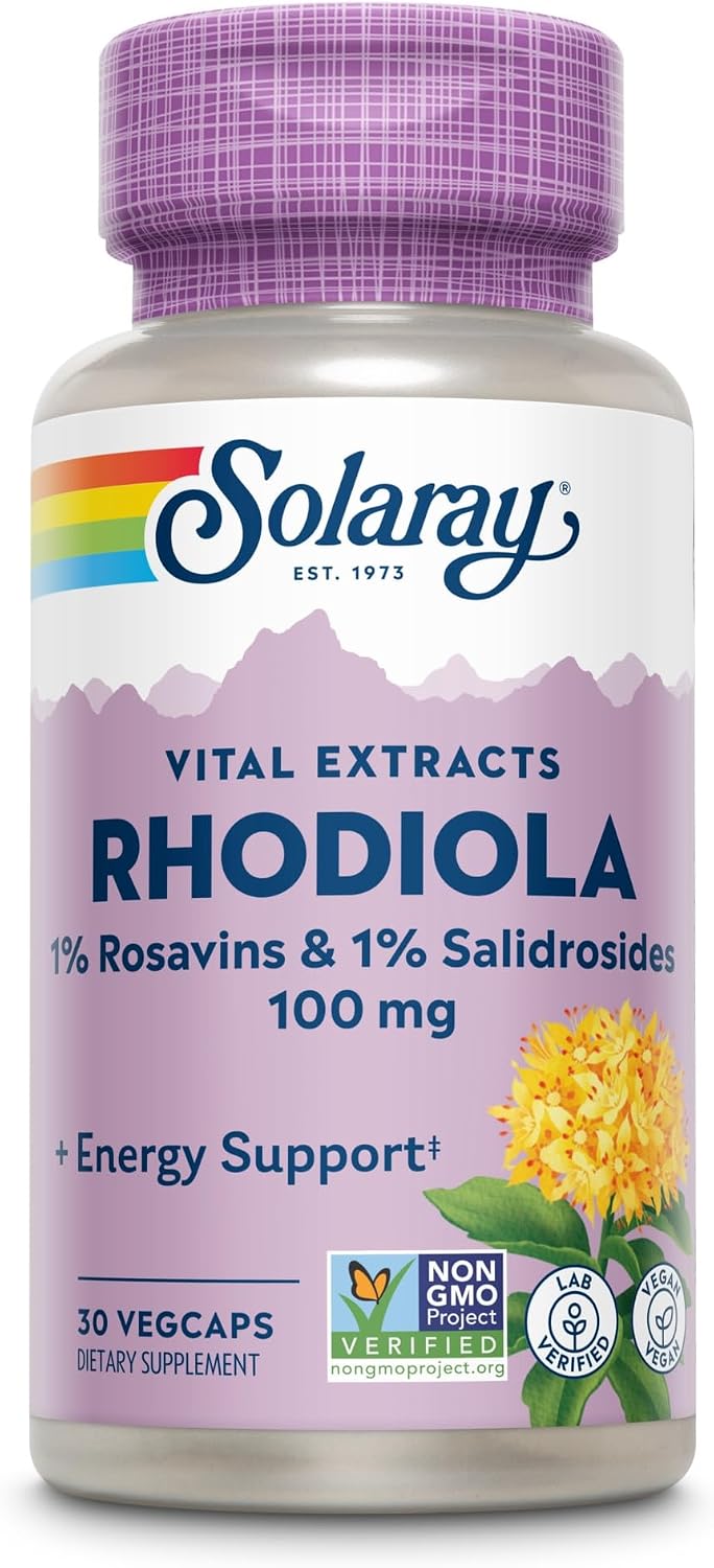 SOLARAY Rhodiola Rosea Root Extract 100mg | Adaptogenic Herbal Supplement | 30 VegCaps - görsel 4