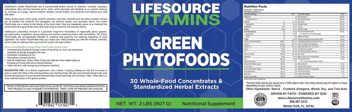 LifeSource Green Phyto Foods - Organic Superfood Powder (907 g) - görsel 2