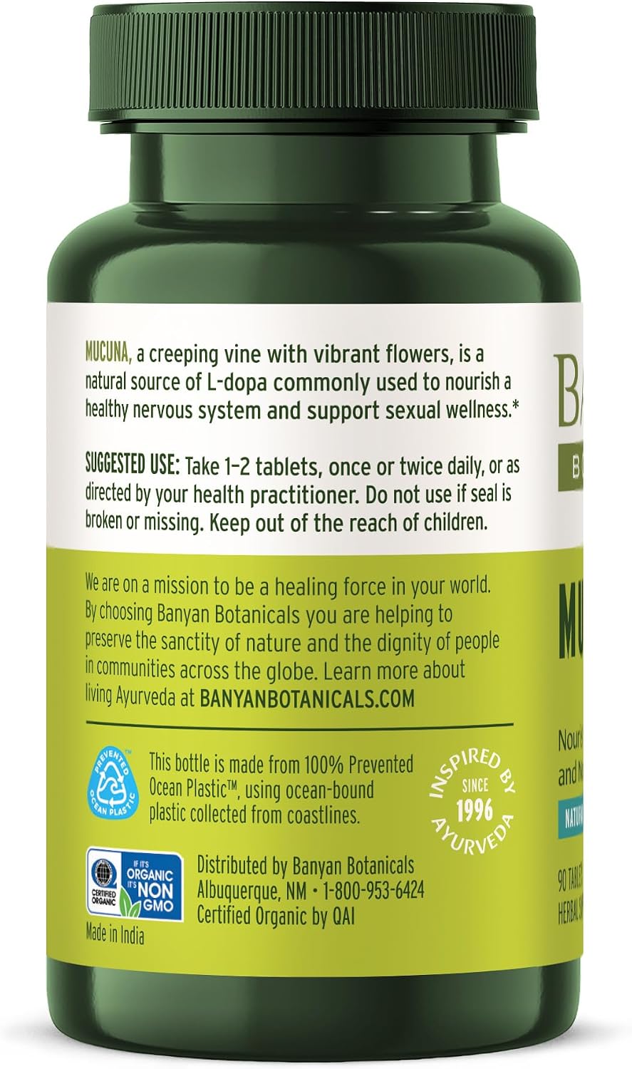 Banyan Botanicals Organic Mucuna Pruriens – Physical Vitality and Neuromuscular Support – 90 Tablets - görsel 2
