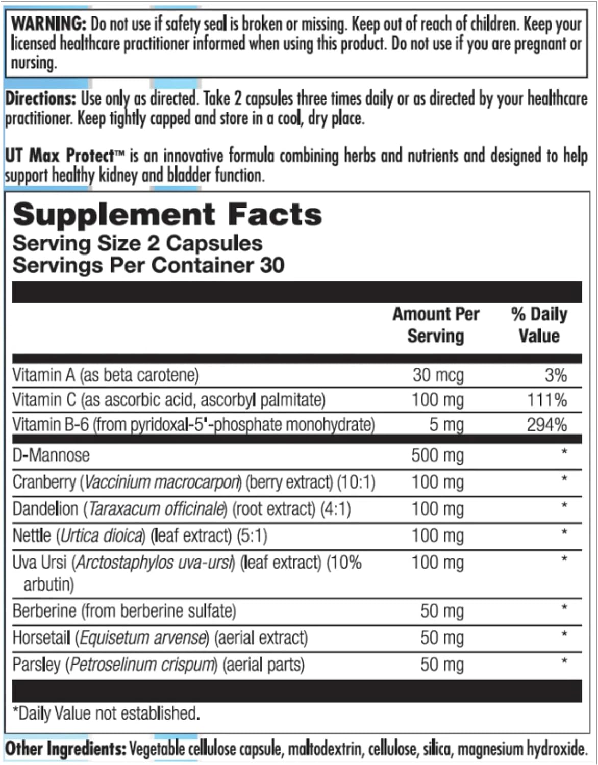 Nutra BioGenesis UT Max Protect - D-Mannose 500mg with Cranberry, 60 Veggie Capsules - görsel 2