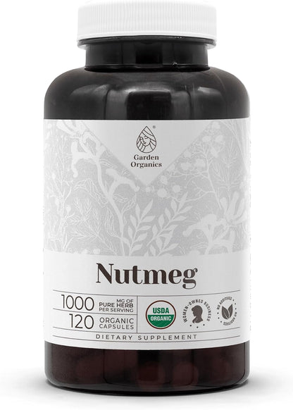 Garden Organics Organic Nutmeg Capsules (60 Count) – USDA Certified High-Potency Supplement